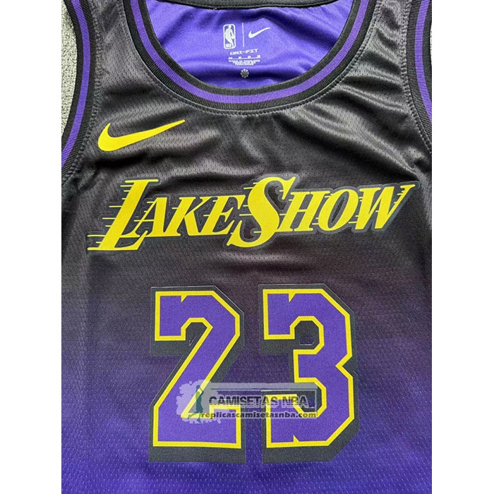 Camiseta Los Angeles Lakers LeBron James NO 23 Ciudad 2024-25 Violeta